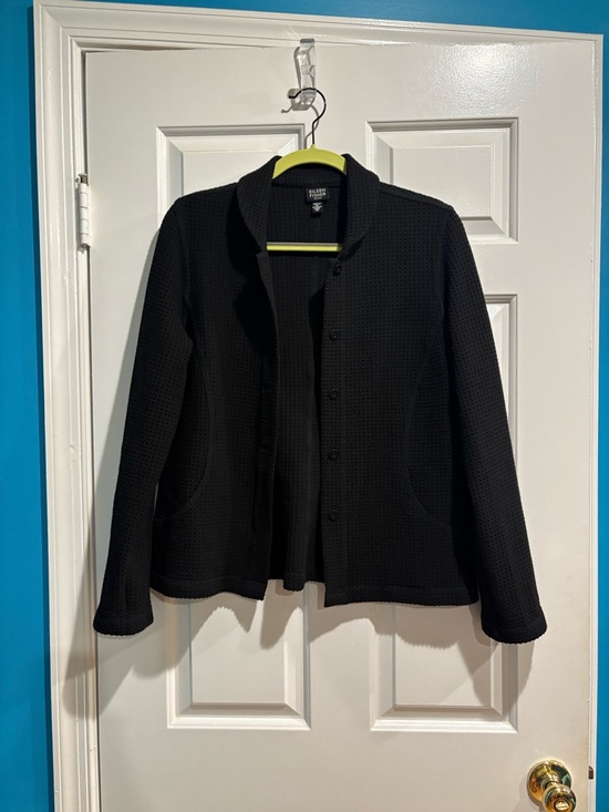 Eileen Fisher Jackets & Blazers - Eileen Fisher  Waffle Weave Knit Jacket Blazer cardigan Sz M black